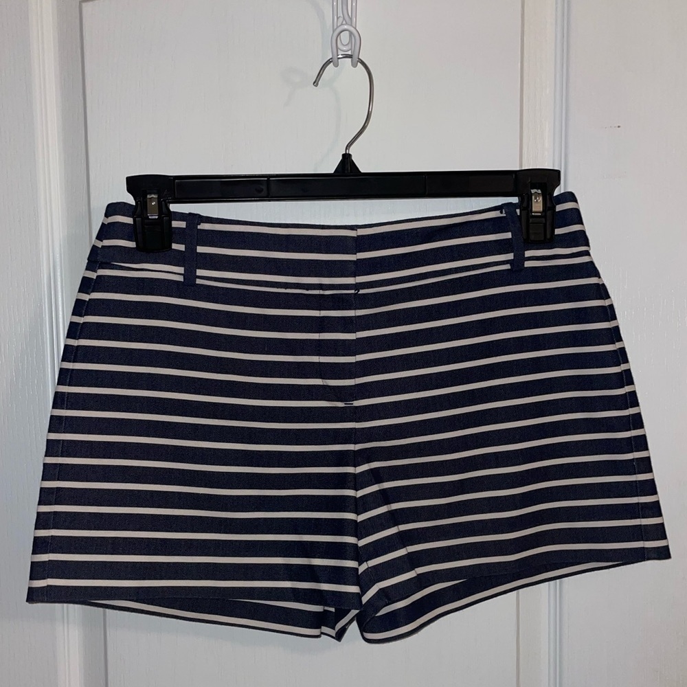 Loft Denim and White Striped “the riviera short” size 2
